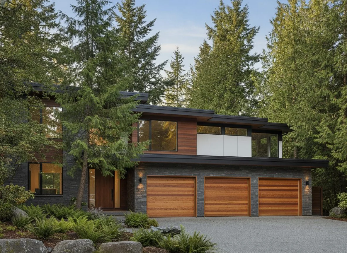 Cedar wood-look garage doors